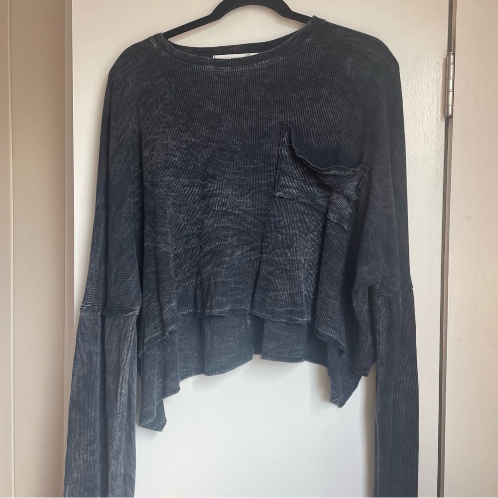 Altar'd State Charcoal Boxy/Slouchy Gray Knit Top